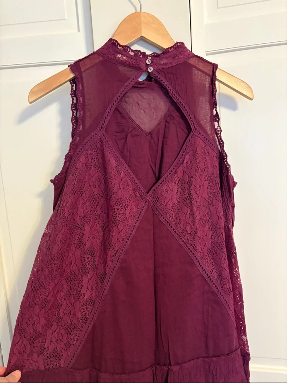 Free People Lace crochet Sleeveless Tunic in Deep Plum Medium - Picture 6 of 12